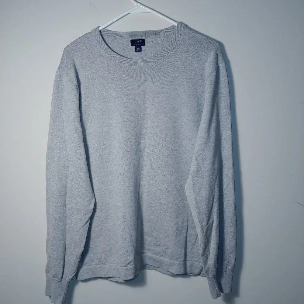 J. Crew Factory Re-Imagined 100% Cotton Crewneck Sweater Tee Size XL Light Grey